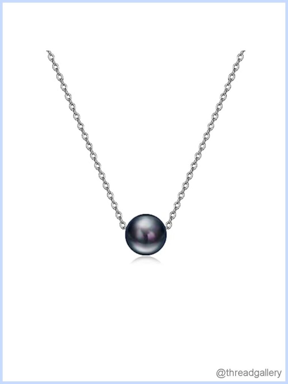 925 Sterling Silver Black Pearl Necklace Choker Adjustable Cable Chain